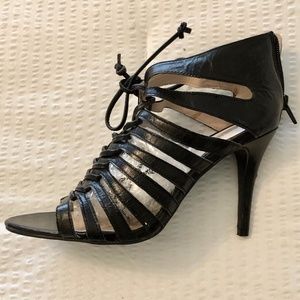 Nine West, Lace up Sandals, Black Size 6.5, 3.5" heal, leather, Worn once.